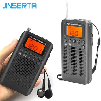 JINSERTA Nešiojamas Mini FM/AM Radijo Garsiakalbį, Muzikos Grotuvą, Žadintuvą, LCD Skaitmeninis Ekranas Paramos Baterija ir USB Powered