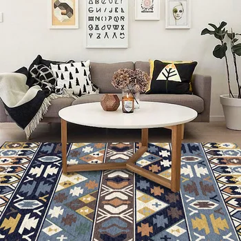 Juoda, balta ir ruda spalvotų etninės stiliaus kambarį kilimas namuose kilimėlis, vonios kambarys, miegamasis tapis iš chambre kambarį