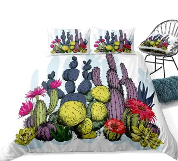 Kaktusas patalynės komplektas spalvinga kaktusas antklodė padengti gėlių antklode padengti nustatyti karalienė dropship namų tekstilės atogrąžų lova nustatyti gėlės