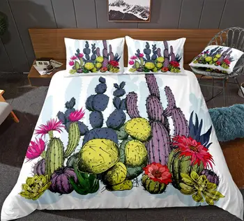 Kaktusas patalynės komplektas spalvinga kaktusas antklodė padengti gėlių antklode padengti nustatyti karalienė dropship namų tekstilės atogrąžų lova nustatyti gėlės