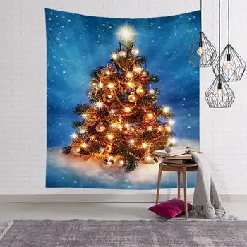 Kalėdų gobelenas akvarelė Kalėdų eglutė spausdinimo lovos kabo medžiaga miegamasis fone audinio sienų apdailai medžiaga
