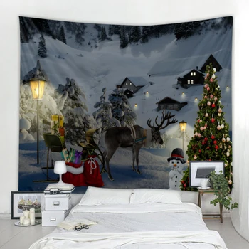 Kalėdų gobelenas Kalėdų elnių Kalėdų eglutė sienos kabo gobelenas Atostogų papuošalų, namų apyvokos daiktų dekoravimo didelis antklodė