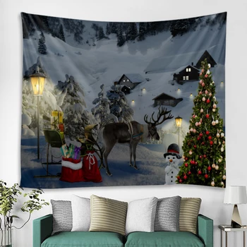 Kalėdų gobelenas Kalėdų elnių Kalėdų eglutė sienos kabo gobelenas Atostogų papuošalų, namų apyvokos daiktų dekoravimo didelis antklodė