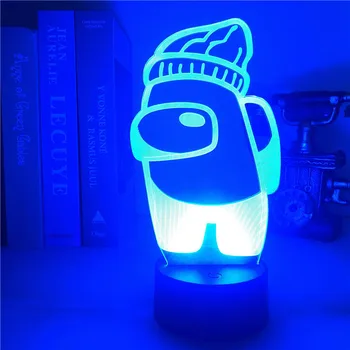 Kalėdų Naktį Žibintai Tarp Mūsų LED Stalo Lempa Patalpų Miegamojo Puošmena 7 ir 16 Spalvų Akrilo Animacinių filmų Vaikams, Stalo Lampara