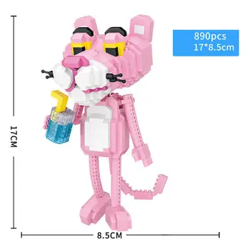 Karšto lepining kūrėjai Calssic Animacinių filmų Gyvūnų 2in1 Pink Panther mini Micro Diamond Blokai modelis Plytų žaislai, dovanos
