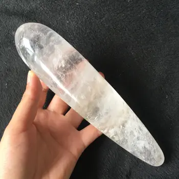 Karšto pardavimo natūralus, aišku, baltos spalvos kvarco kristalo lazdelė gydymo kristalų didelis ilgas akmuo yoni masažo lazdelė kaip dovana moterims
