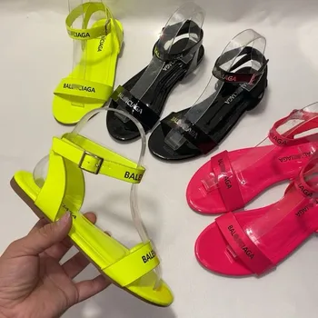 Karštą Vasaros Moterų Mados Sandalai Neon Šlepetės Nauji Aukštos Kokybės Plokšti Batai Šlepetės Whosale Moterų Sandalai Lašas Laivas