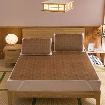 Kavos gėlių Vasarą kilimėlis rinkinys Rotango Kilimėlio Tinklelis Įrengtas lapas nustatyti geometrinis lapas+pillowsliper miega lovoje, mat Čiužinys Padengti namų