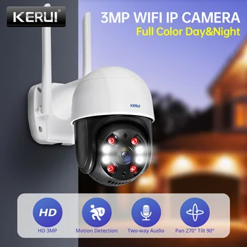 KERUI 3MP WIFI Dome IP Kamera Lauko Vandeniui Wireless CCTV Kameros Home Security dvipusio Ryšio Naktinio Matymo Kamera Signalizacijos