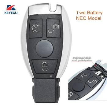 KEYECU Pakeitimas 3 Mygtukas Nuotolinio Automobilio Raktas su Lukštais Atveju Fob Mercedes-Benz NEC Modeliai ( Dvi Baterijos, Laikiklis, Atidaroma iš Viršaus)