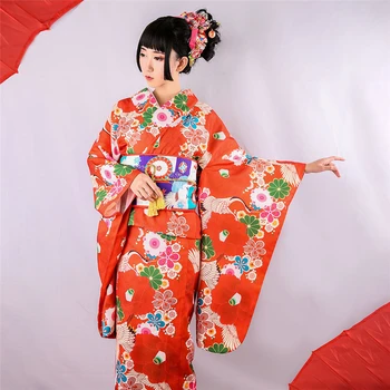 Kimono Haori Tradicinių Japanse Stiliaus Suknelė Moterims Gėlių Krano Prabanga Gesia Azijos Drabužių Yukata Šalis Japonija Teismas Cosplay