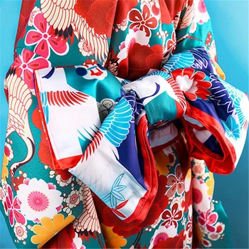 Kimono Haori Tradicinių Japanse Stiliaus Suknelė Moterims Gėlių Krano Prabanga Gesia Azijos Drabužių Yukata Šalis Japonija Teismas Cosplay