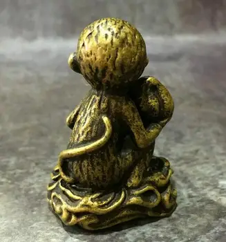 Kinija surinkimo archaize brass monkey persikų mažas statula