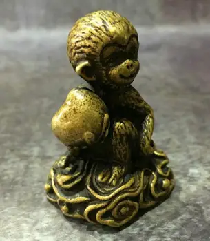 Kinija surinkimo archaize brass monkey persikų mažas statula