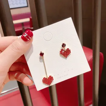 Korėjos mados raudona kalnų krištolas patinka auskarai moterims saldus kristalų ilgi auskarai moterims