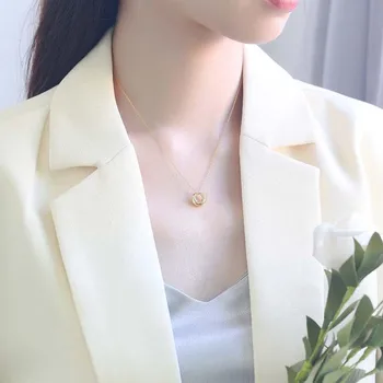 Korėjos versija S925 gryno sidabro mados minimalistinė geometrinių žiedas trumpas raktikaulis spiralinės grandinės ant kaklo grandinės moterų sidabro grandinės