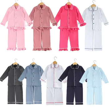 Kūdikis sleepwear merginos medvilnės pjs vaikų berniukas drabužius monograma žiemą tuščią, pižamos mergaitėms, mielas pižama mergaitėms
