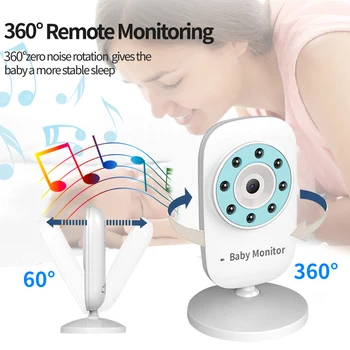Kūdikių vaizdo monitorius su kamera ir garso, nuotolinis, kambario temperatūros, infraraudonųjų spindulių naktinio matymo, dvipusis ryšys, didelės talpos baterija.