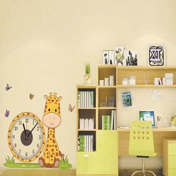 Kūrybos Sieninis Laikrodis Žirafa Elektronų Sieniniai Laikrodžiai Siena Lipdukas Tapetai Kabo Laikrodis Namų Dekoro Kambarį Vaikų Miegamasis