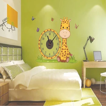 Kūrybos Sieninis Laikrodis Žirafa Elektronų Sieniniai Laikrodžiai Siena Lipdukas Tapetai Kabo Laikrodis Namų Dekoro Kambarį Vaikų Miegamasis