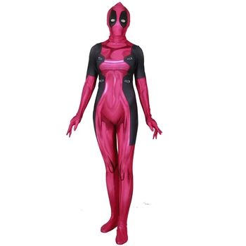 Lady Deadpool Vaikai Kostiumas Rožinė Cosplay Kostiumų Lycra Spandex Deadpool Zentai Bodysuit Kostiumas Jumpsuits Moterų Helovinas Super Herojus