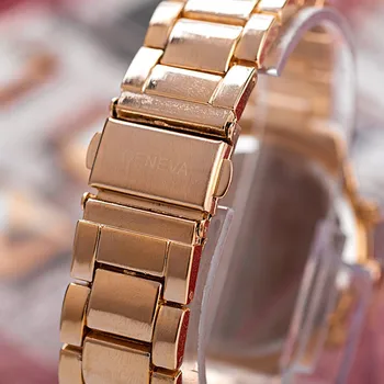 Laikrodžiai Moterims Mados Prabangos Prekės Ponios Aukso, nerūdijančio plieno, Kvarcas Žiūrėti Ženevos Atsitiktinis Krištolas kalnų krištolas Laikrodžius A4