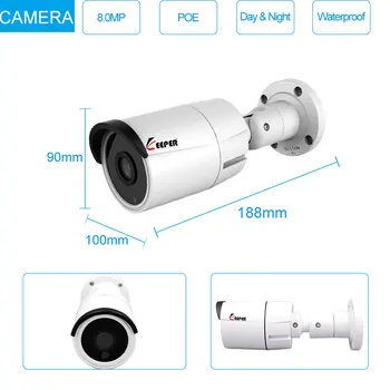 Laikytojas 8CH 4K Ultra HD POE Tinklą, Vaizdo Apsaugos Sistemos 8MP H. 265+ NVR Su 8pcs 8MP Neperpučiamas IP Kameros CCTV Saugumo