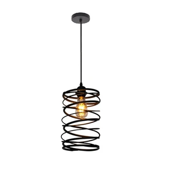 LED Derliaus Pakabukas Šviesos Loft Spiralės Stiliaus Kabo Lempa Geležies Meno Kaimiškas Aprūdijęs Narve Virtuvės, Valgomojo Šviestuvai