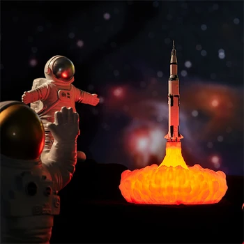LED Nakties Šviesos 3D Spausdinimo Space Shuttle Raketų Žibintas Įkraunamas Mėnulio Lempos, Miegamojo Stalo Apdailos Šviesos Vaikas Kalėdų Dovana