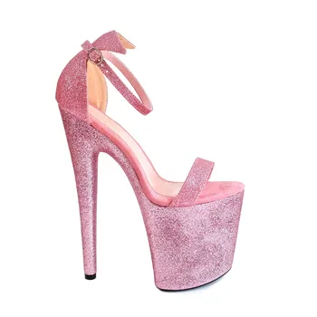 Leecabe Gražus, Rožinės spalvos Blizgučiai Ašigalio šokių batai su 8inches Aukšto Kulno platforma Ašigalio Šokių Bateliai