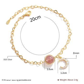 LEKANI 925 Sterlingas Sidabro Moterų Apyrankės Šviečia Mėnulis Granulių Auksiniai Pakabukai Apyrankės Fine Jewelry-Metį Draugei