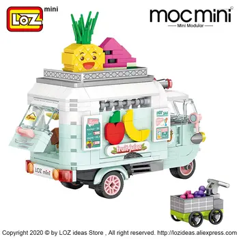 LOZ Mini Vaisių krepšelis desertas vairuotojo tiesioginio maisto sunkvežimis Blokų pastate, Plastiko Surinkimas Blokai Vaikų Žaislas 