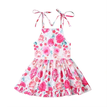 LZH Vasaros Suknelė 2021 Naujas Medvilnės Vaikų Suspender Sijonas Gėlių Printting Drabužius Mergaitėms Atsitiktinis Keliauti Už Vaikai Suknelė