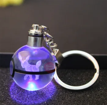Mados Individualų Kristalų Pokeball Keychain Dovana Kristalų LED Pokemon Kamuolys Keychain