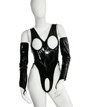 Mados Juoda Moterims Seksualus Odinis Bodysuit Apatiniai PVC Teddy apatinis Trikotažas S-XL W7019