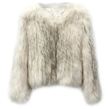 Megzti Nekilnojamojo meškėnas kailių paltai striukė, paltas aukštos kokybės moterų mados žiemą šilta originali fox fur coat ourwear į Prancūziją