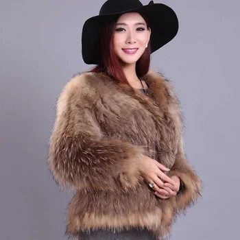 Megzti Nekilnojamojo meškėnas kailių paltai striukė, paltas aukštos kokybės moterų mados žiemą šilta originali fox fur coat ourwear į Prancūziją