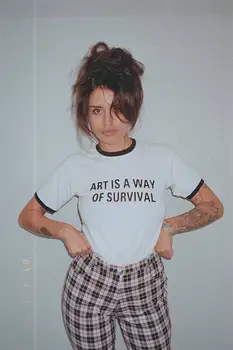 Menas-Tai Būdas Išgyventi Varpininkas Marškinėliai Feminizmo marškinėliai mados drabužiai moterims juokinga tumblr grafinis tees marškinėlius viršūnės