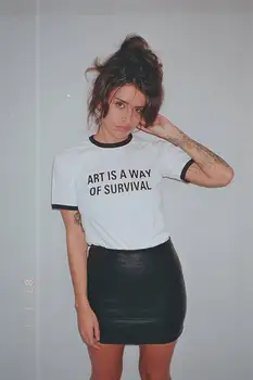 Menas-Tai Būdas Išgyventi Varpininkas Marškinėliai Feminizmo marškinėliai mados drabužiai moterims juokinga tumblr grafinis tees marškinėlius viršūnės