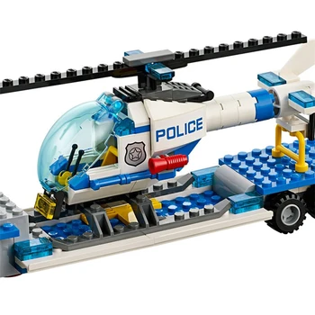 Miesto Miesto Policijos Pajėgų Sraigtasparnis Sunkvežimių Kūrimo Bloką Sraigtasparnis Žaislai Transporter Suderinama Su 60049 410pcs Vaikams, Žaislai