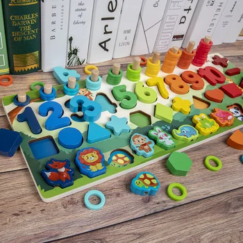 Montessori Ugdymo Mediniai Žaislai, Geometrinės Formos Pažinimo Žaislai, Dėlionės Matematikos Žaislai Anksti Švietimo Vaikams