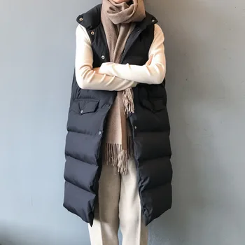 Moterų Žemyn Striukė 2020 M. Žiemos Paltai Ilgai Šilta Liemenė Mandarinų Apykaklės Medvilnė Paminkštinimas Chaleco Mujer Kailis