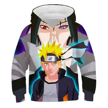 Naruto berniukai Hoodies 3D Japonijos Anime Streetwear Kailis Mados Animacinių filmų Sasuke Palaidinukė Unisex Hoodie puloveris Rudens/Žiemos viršūnės