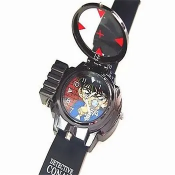 Nauja Vaikų Detective Conan Infraraudonųjų spindulių Stiklas Raudonos Šviesos Lazeris zoom Analoginis Animacinių filmų Personažus laikrodis