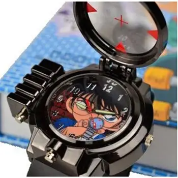 Nauja Vaikų Detective Conan Infraraudonųjų spindulių Stiklas Raudonos Šviesos Lazeris zoom Analoginis Animacinių filmų Personažus laikrodis