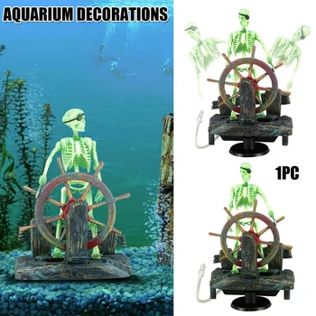 Naujai Akvariumas Piratų Kapitonas Apdailos Kraštovaizdžio Skeletas Ornamentu Žuvų Bakas Plastiko Derva Gėlo vandens Sūraus vandens Akvariumo