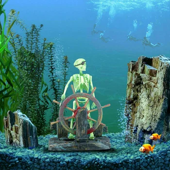Naujai Akvariumas Piratų Kapitonas Apdailos Kraštovaizdžio Skeletas Ornamentu Žuvų Bakas Plastiko Derva Gėlo vandens Sūraus vandens Akvariumo
