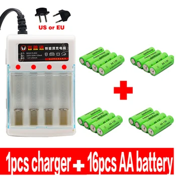 Naujas AA baterijos 4000 mAh įkraunamos baterijos AA 1,5 V Įkrovimo Naujas Alcalinas drummey +1pcs 4-cell baterijos įkroviklis