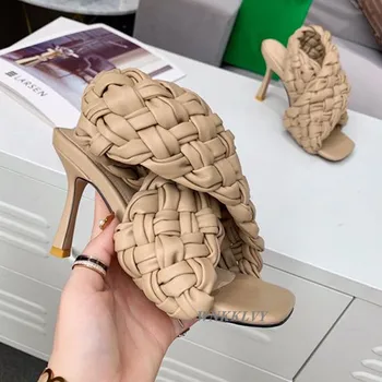 Naujas Pintas sandalai Moterims Aukštakulniai kirsti rankomis austi Gladiatorių sandalias vasaros seksualus šalis suknelė batai moterų 2020 m. adatos (stiletai)