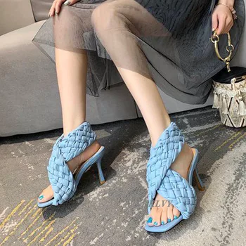 Naujas Pintas sandalai Moterims Aukštakulniai kirsti rankomis austi Gladiatorių sandalias vasaros seksualus šalis suknelė batai moterų 2020 m. adatos (stiletai)